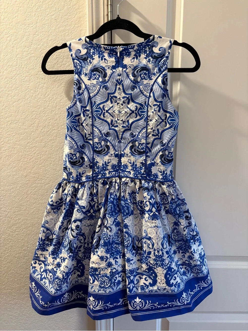Bonnie Jean Blue and White Floral Medallion Party Dress